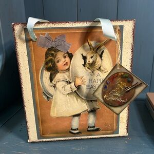 Vintage Easter Decor with Child and Rabbit - Bag